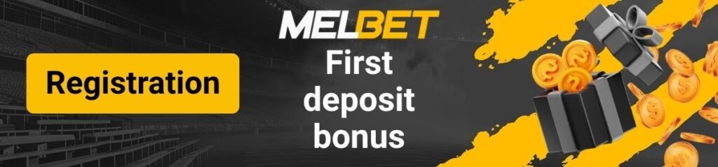 MelBet first deposit bonus page logo