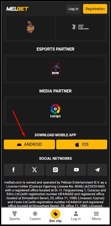 MelBet download APK from the official website