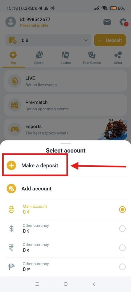 MelBet payment mobile app - step 3