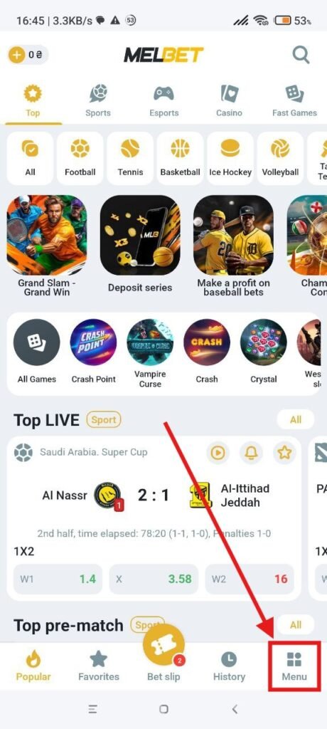 MelBet payment mobile app - Step 5