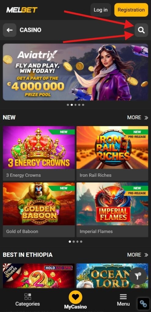 How to find Plinko at MelBet website - Step 3