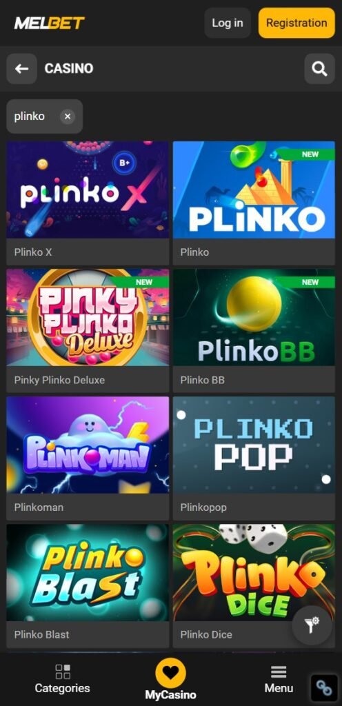 How to find Plinko at MelBet website - Step 5