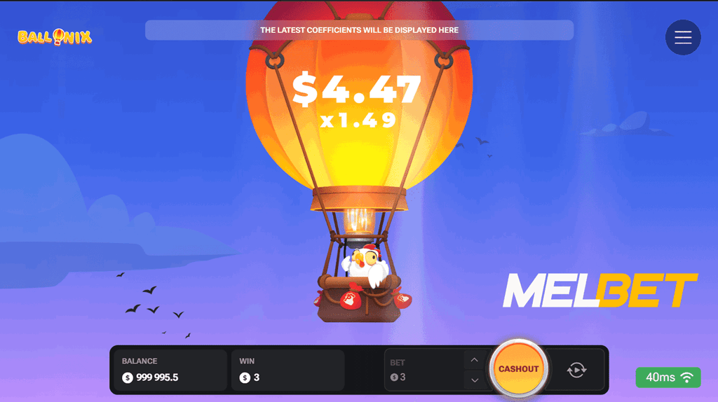 BalloniX gambling game at MelBet